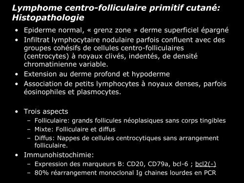 Lymphome centro-folliculaire primitif cutané - epathologies