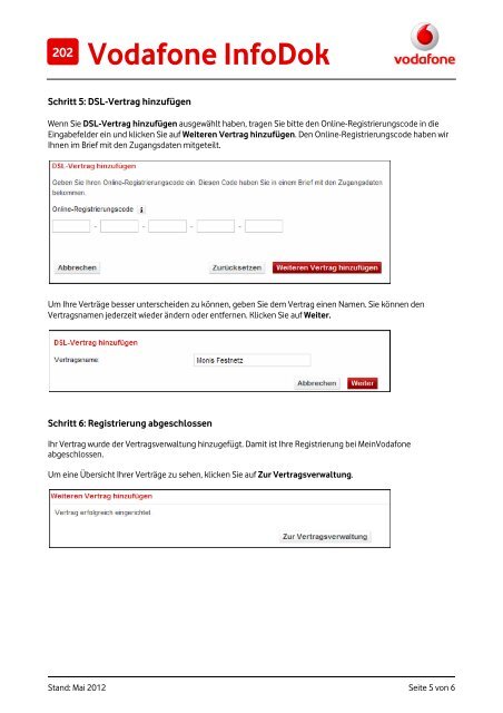 Infodok 202: Registrierung bei Meinvodafone: Meinmobilfunk und ...