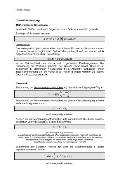 Formelsammlung