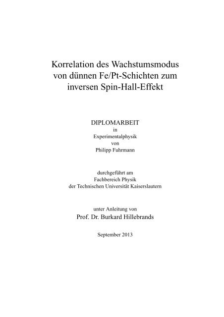 Korrelation des Wachstumsmodus von dÃ¼nnen Fe/Pt ...