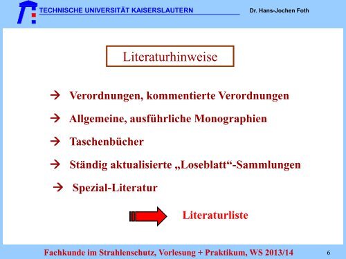 Fachkunde im STRAHLENSCHUTZ - Fachbereich Physik der ...