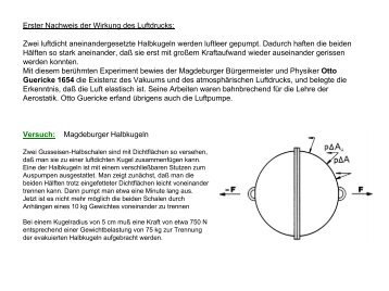 Erster Nachweis der Wirkung des Luftdrucks: Zwei luftdicht ... - Physik