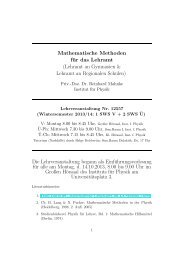 Mathematische Methoden für das Lehramt ... - Institut für Physik