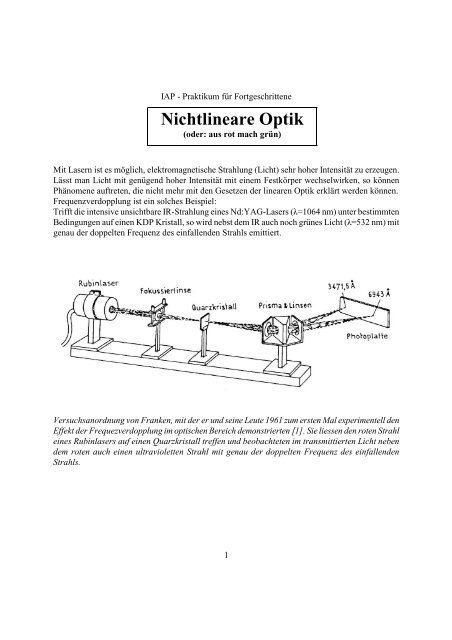 Versuchsanleitung Nichtlineare Optik (pdf, 2.6 MB)