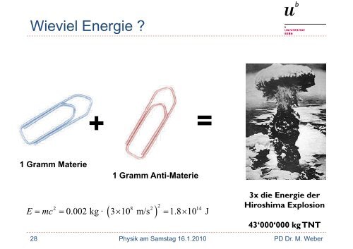 Antimaterie: keine Hexerei (pdf, 4.2 MB) - UniversitÃ¤t Bern