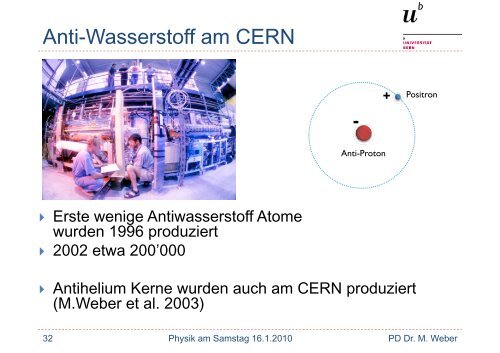 Antimaterie: keine Hexerei (pdf, 4.2 MB) - UniversitÃ¤t Bern