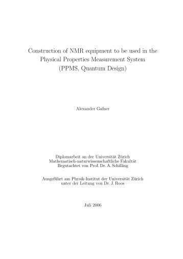 PPMS, Quantum Design - Physik-Institut - UniversitÃ¤t ZÃ¼rich