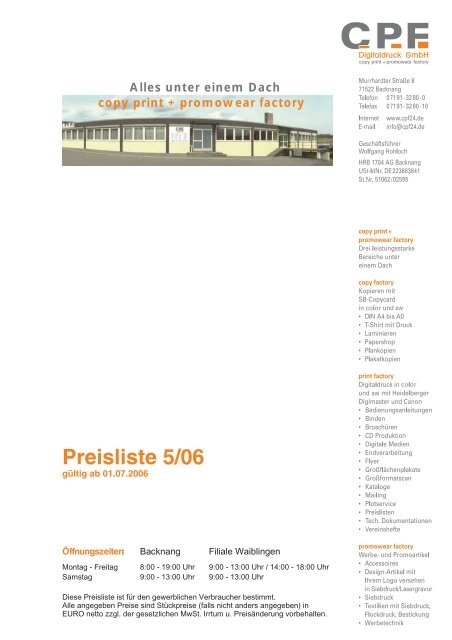 Preisliste 01 03 04 Stammlayout 1 Cpf Digitaldruck