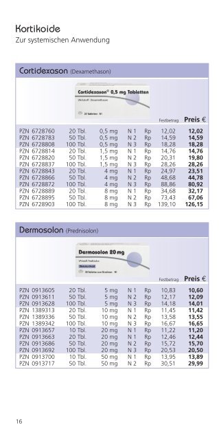 Präparateverzeichnis Ausgabe 1/2010 - Dermapharm AG Arzneimittel