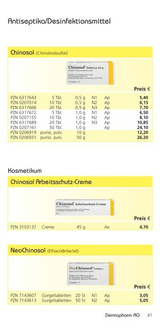 Präparateverzeichnis Ausgabe 1/2010 - Dermapharm AG Arzneimittel