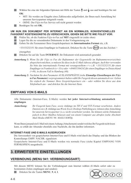 SAGEM FAX NAVIGATOR INTERNET 900er Serie - Fax-Anleitung.de