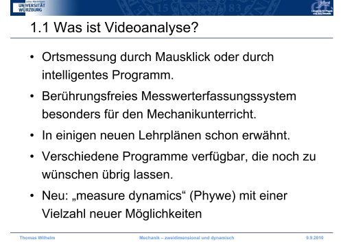 Mechanik â zweidimensional und dynamisch - Didaktik der Physik