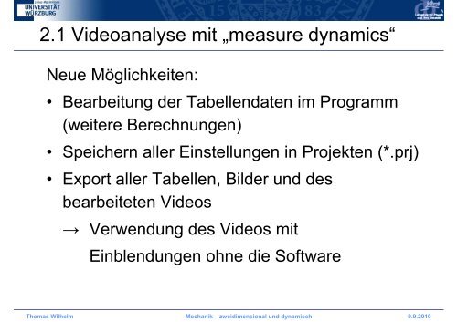 Mechanik â zweidimensional und dynamisch - Didaktik der Physik