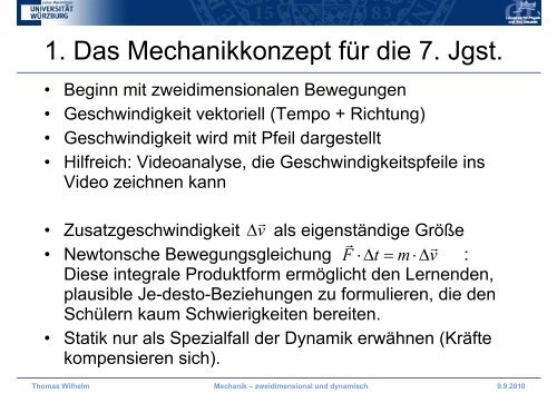 Mechanik â zweidimensional und dynamisch - Didaktik der Physik