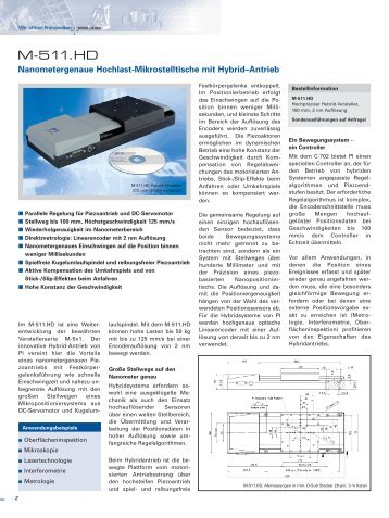 M-511.HD Datenblatt (PDF), Nanometergenaue Hochlast ... - PI