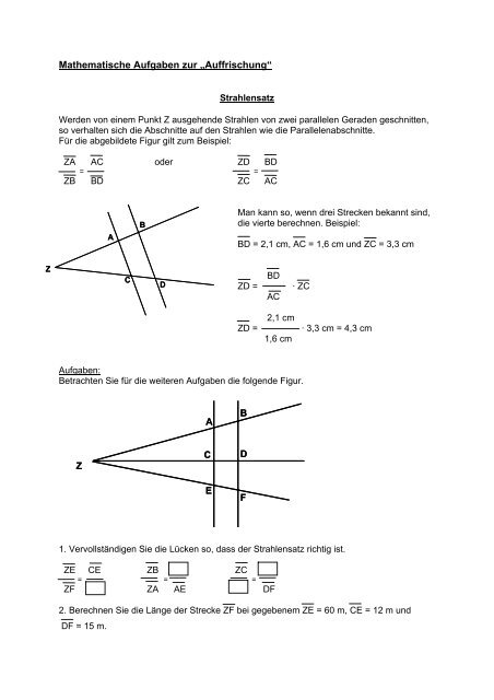 Mathematische Aufgaben zur âAuffrischungâ - Didaktik der Physik