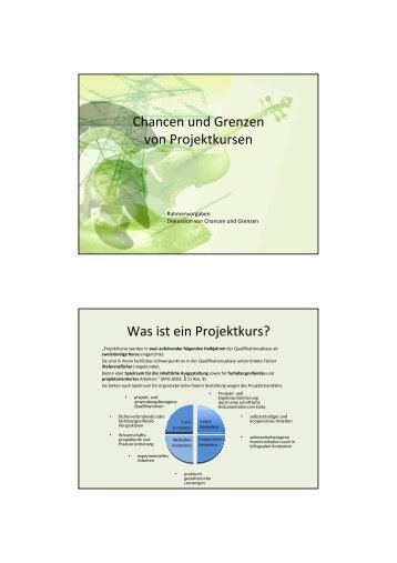 Chancen und Grenzen von Projektkursen Was ist ein Projektkurs?