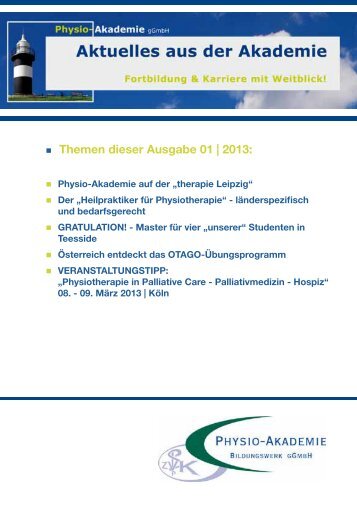 Themen dieser Ausgabe 01 | 2013: - Physio-Akademie