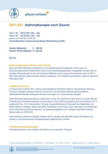 2011-821 Asthmatherapie nach Gesret - Physio-Verband