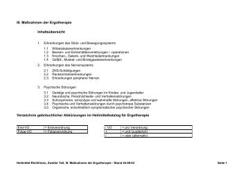 Indikationskatalog - ”Ergotherapie” - Physio.de