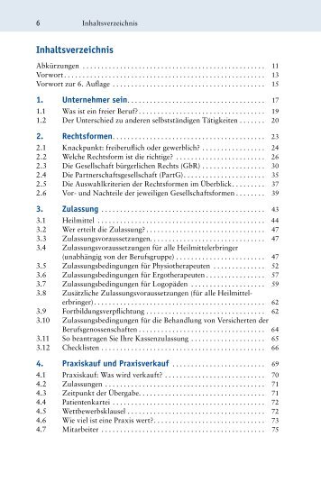 Inhaltsverzeichnis - Physio.de