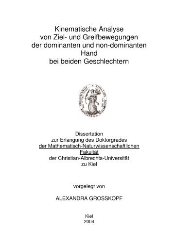 und Greifbewegungen der dominanten und non-dominanten Hand bei