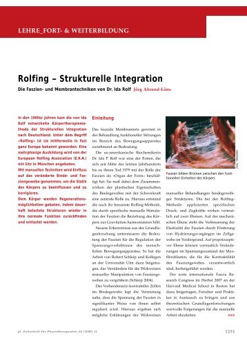 Rolfing â Strukturelle Integration - Zeitschrift fÃ¼r Physiotherapeuten