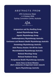 2009 APA Conference Week Abstracts - Australian Physiotherapy ...