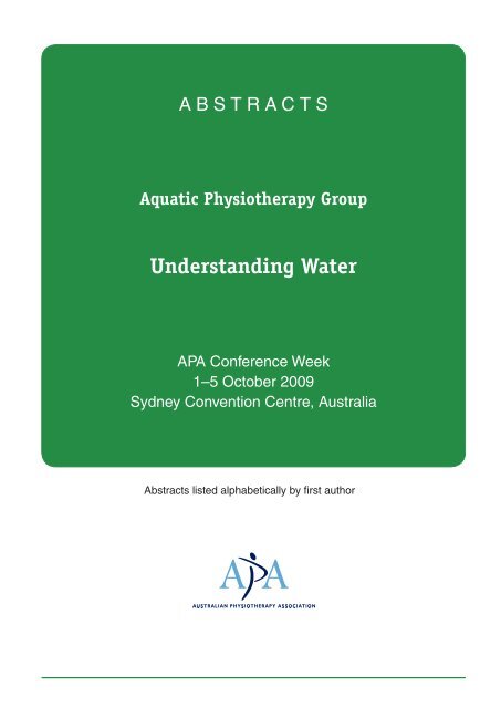 2009 APA Conference Week Abstracts - Australian Physiotherapy ...