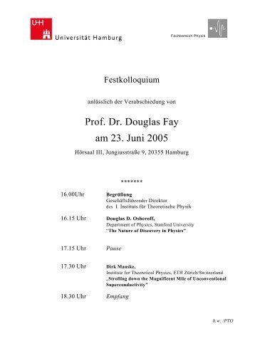 Prof. Dr. Douglas Fay am 23. Juni 2005 - Fachbereich Physik