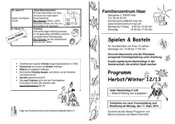 Programm Herbst/Winter 12/13 - Familienzentrum Haar