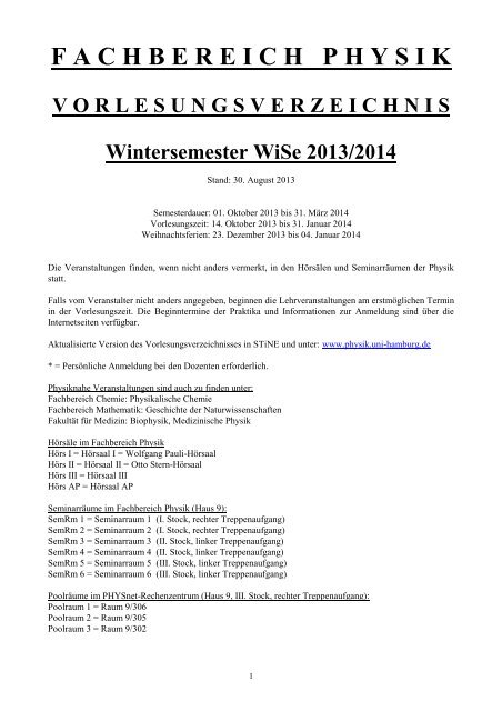 Fachbereich Physik Universitat Hamburg