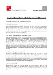 Aufgabenstellungen für die selbständige wissenschaftliche Arbeit