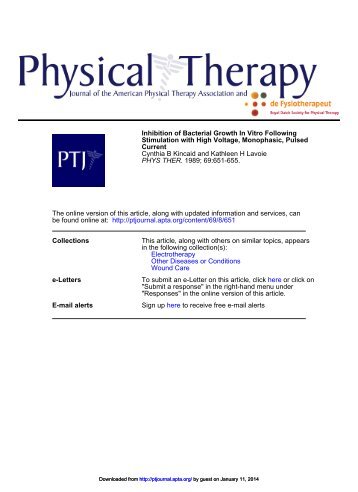 Inhibition of Bacterial Growth In Vitro Following ... - Physical Therapy