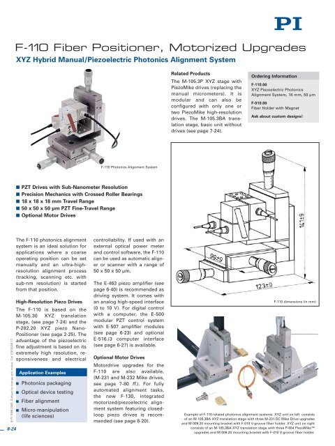F-110 Fiber Positioner, Motorized Upgrades
