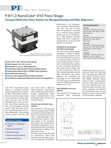 P611.3 NanoCubeÂ® XYZ Piezo Positioning Stage High - PI (Physik ...