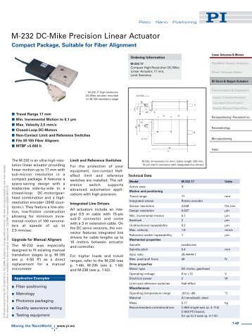 M232 DC-Mike Precision Linear Actuator High Accuracy Motorized ...