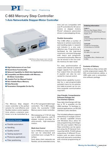 C-663 Mercury Step Controller - PI (Physik Instrumente)