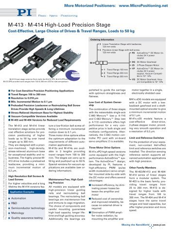 M413 Â· M414 Motorized Precision Linear Positioner Stage, High ...