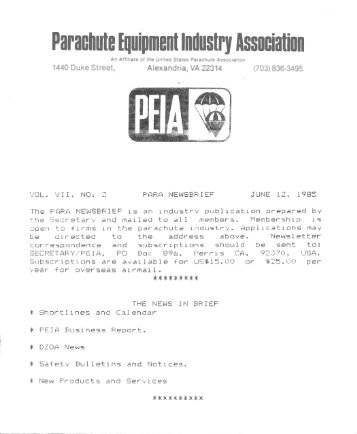 Industry Assnciation - Parachute Industry Association