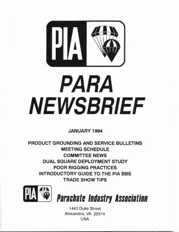 Parachutt" Inilustrl lssricirltim - Parachute Industry Association