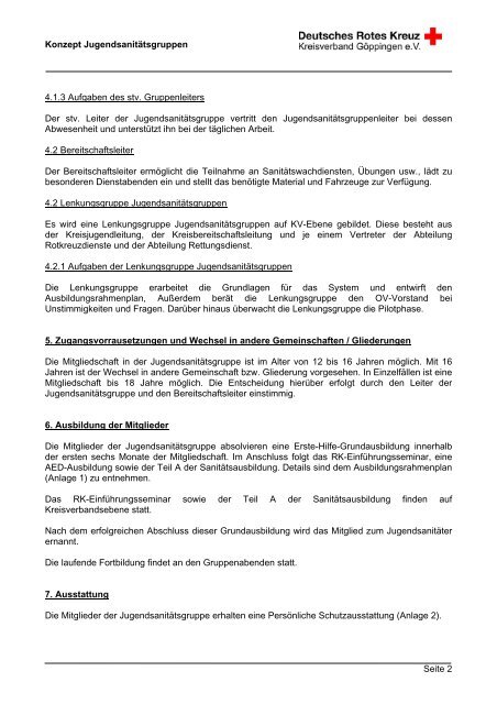 Konzept Jugendsanitätsgruppen - Drk-Kreisverband Göppingen