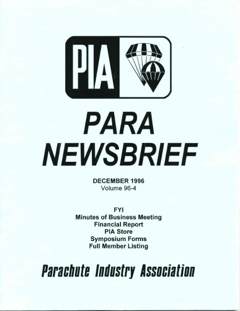 R Jt 3lll Quot O Parachute Industry Association R Jt 3lll Quot O Parachute Industry Association