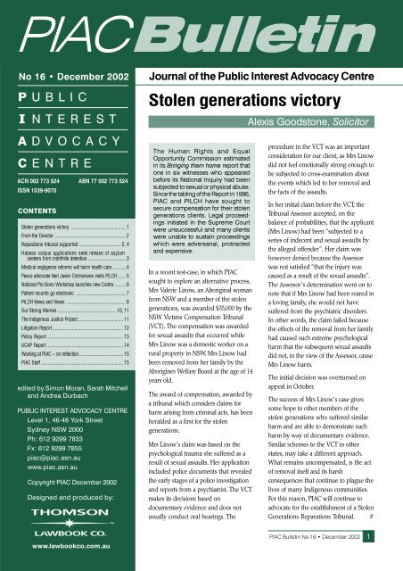 PIACBulletin16 - Public Interest Advocacy Centre