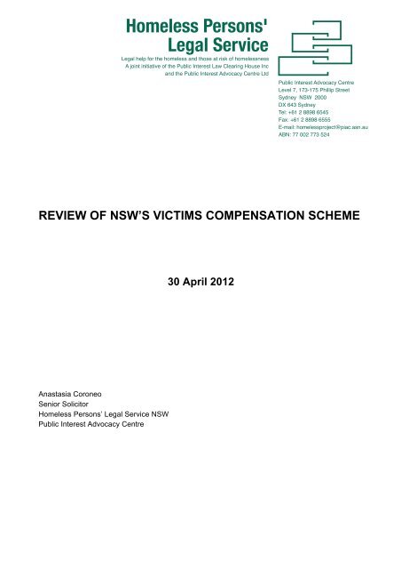 Review of NSW's Victims Compensation Scheme - Public Interest ...