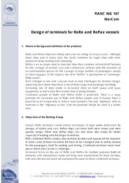 Plan Terminal Roro Design of terminals for RoRo and RoPax vessels - pianc