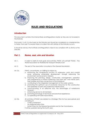 RULES AND REGULATIONS - pianc