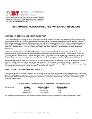 pibt administrative guidelines for employer groups - Printing ...