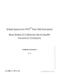 Shield Spectrum PPO Plan 500 Standard Blue Shield of California ...