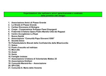 Organizzazioni che realizzano azioni ... - Piazza Grande